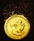 London Coins : A187 : Lot 1307 : Austria 100 Corona 1915 KM#2819 EF in a 9 carat gold mount with 9 carat gold chain