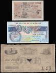 London Coins : A188 : Lot 148 : Channel Islands (3) Guernsey 10 Pounds signed Brown Pick 50b low number E000039 Unc Jersey (2) St. S...
