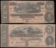 London Coins : A188 : Lot 151 : Confederate States of America Richmond February 17 1864 (2) 5 and 10 Dollars Fine the 10 with a pinh...