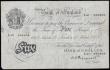 London Coins : A188 : Lot 42 : Five Pounds Peppiatt white B264 thin paper dated 17th March 1947 series L67 089808, aVF with some ba...