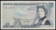 London Coins : A188 : Lot 74 : ERROR Five Pounds Page 1973 B334 series 75U 440736 the reverse with Wellington at right and QE II pr...