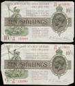 London Coins : A189 : Lot 10 : Ten Shillings Warren Fisher T30 issued 1922 (2 consecutives) O/86 235998 and 999, GVF