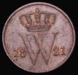 London Coins : A189 : Lot 1093 : Netherlands One Cent 1821B KM#47 GVF with traces of lustre, the obverse with an area of darker tonin...