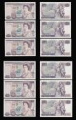 London Coins : A189 : Lot 112 : Twenty Pounds Page B328 issued 1970 first series William Shakespeare on reverse, Pick380b (10 consec...