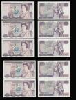 London Coins : A189 : Lot 113 : Twenty Pounds Page B328 issued 1970 first series William Shakespeare on reverse, Pick380b (10 consec...