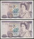 London Coins : A189 : Lot 117 : Twenty Pounds Page B328 issued 1970 first series William Shakespeare on reverse, Pick380b (2 consecu...