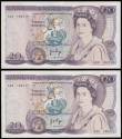 London Coins : A189 : Lot 121 : Twenty Pounds Page B328 issued 1970 first series William Shakespeare on reverse, Pick380b (2 consecu...