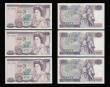 London Coins : A189 : Lot 122 : Twenty Pounds Page B328 issued 1970 first series William Shakespeare on reverse, Pick380b (5 consecu...