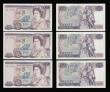 London Coins : A189 : Lot 123 : Twenty Pounds Page B328 issued 1970 first series William Shakespeare on reverse, Pick380b (5 consecu...