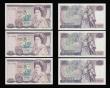 London Coins : A189 : Lot 127 : Twenty Pounds Page B328 issued 1970 first series William Shakespeare on reverse, Pick380b (5 consecu...