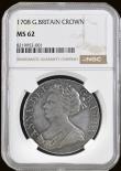 London Coins : A189 : Lot 1378 : Crown 1708 Plain in angles ESC 105 NGC MS62, the finest example we have so far offered, the NGC popu...