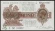 London Coins : A189 : Lot 19 : One Pound Warren Fisher T31 issued 1923 series J1/47 105662, EF-AU centre fold