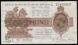 London Coins : A189 : Lot 20 : One Pound Warren Fisher T32  square dot type, issued 1923, last series R1/29 892597 Good VF, ex LCA ...