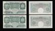 London Coins : A189 : Lot 31 : One Pound Peppiatt green (4) B238 mid series (3) one Unc or near so, two GVF, B239 D03A prefix AU