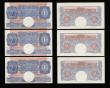 London Coins : A189 : Lot 39 : One Pound Peppiatt 1940 Emergency Blue Issue B249 (5) a high grade group of mid series prefixes gene...