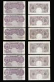 London Coins : A189 : Lot 40 : Ten Shillings Peppiatt Mauve 1940 B251 (8) all mid series prefixes generally GVF-EF one better this ...