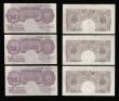 London Coins : A189 : Lot 42 : Ten Shillings Peppiatt mauve B251 issued 1940 (6 consecutives) E33D 761547 - 761552 AU (centre fold)