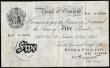 London Coins : A189 : Lot 47 : Five Pounds Peppiatt white B255 thick paper dated 22 October 1945 S/N K57 014636, Fine some pinholes...
