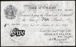 London Coins : A189 : Lot 51 : Five Pounds Peppiatt white B255 thick paper dated 30 November 1944 S/N E77 001483, VF with a hole by...