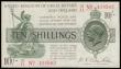 London Coins : A189 : Lot 6 : Ten Shillings 1919 Red, Dash T26 first series D/11 418503 Good VF