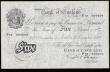 London Coins : A189 : Lot 65 : Five Pounds Beale white B270 dated 3 December 1949 S/N P12 000204 Pick344, Unc