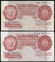 London Coins : A189 : Lot 68 : Ten Shillings O'Brien Medallion of Britannia (2) B271 Z90X prefix GVF and replacement B272 64A ...