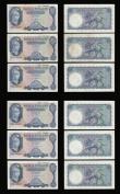 London Coins : A189 : Lot 77 : Five Pounds O'Brien Helmeted Britannia B277 and B280 (10) prefix A02 Fine, A14 Fine, B25 EF, B3...