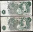 London Coins : A189 : Lot 89 : One Pound QE2 portrait and Britannia in Medallion, Fforde B302 Replacement issue 1967, (2) M12R and ...