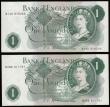 London Coins : A189 : Lot 90 : One Pound QE2 portrait and Britannia in Medallion, Fforde B302 Replacement issue 1967, (2) M14R and ...