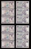 London Coins : A191 : Lot 132 : Twenty Pounds Page B328 issued 1970 first series William Shakespeare on reverse, Pick380b (10 consec...
