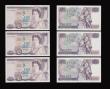 London Coins : A191 : Lot 138 : Twenty Pounds Page B328 issued 1970 first series William Shakespeare on reverse, Pick380b (5 consecu...