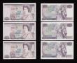 London Coins : A191 : Lot 140 : Twenty Pounds Page B328 issued 1970 first series William Shakespeare on reverse, Pick380b (5 consecu...