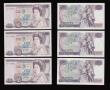 London Coins : A191 : Lot 142 : Twenty Pounds Page B328 issued 1970 first series William Shakespeare on reverse, Pick380b (5 consecu...