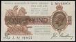 London Coins : A191 : Lot 20 : One Pound Bradbury Third Issue 1917 Control Note Z/14 910074 VF with some light stains reverse
