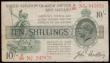 London Coins : A191 : Lot 22 : Ten Shillings Bradbury T20 issued 1918 series B/86 942839, (No. with dash), near Fine small tear at ...
