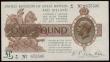 London Coins : A191 : Lot 29 : One Pound Warren Fisher T24 issued 1919 S/N M/51 675506 EF/AU desirable thus
