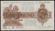 London Coins : A191 : Lot 30 : One Pound Warren Fisher T24 issued 1919 S/N X/30 345600 EF