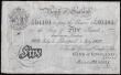 London Coins : A191 : Lot 39 : Five Pounds Harvey white B209a dated 5th July 1919 serial T/22 01191, Liverpool branch, Fine or bett...