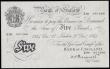 London Coins : A191 : Lot 69 : Five Pounds Peppiatt white B255 thick paper dated 27th December 1944 S/N E99 051266, EF or better