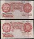 London Coins : A191 : Lot 9 : Block Numbers (2) both Ten Shillings Britannia red with Beale K97Z 777777 EF and O'Brien D02Y 4...