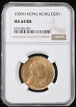 London Coins : A191 : Lot 974 : Hong Kong Cent 1905H NGC MS64 RB
