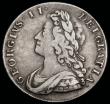 London Coins : A192 : Lot 1171 : Halfcrown 1736 Roses and Plumes, NONO edge, ESC 599, Bull 1678, VF details with an attempted piercin...