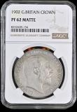London Coins : A192 : Lot 954 : Crown 1902 Matt Proof ESC 362, Bull 3562, in an NGC holder and graded PF62 Matte