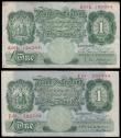 London Coins : A193 : Lot 14 : One Pound Mahon B212 issued 1928 E01 595734 Fine and One Pound Green O'Brien B273 issue 1955 FI...