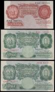 London Coins : A193 : Lot 15 : One Pound Catterns B225 prefix X98 issued 1930, One Pound Beale B268 J01B prefix Fine, Ten Shillings...