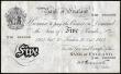 London Coins : A193 : Lot 35 : Five Pounds Peppiatt white B255 thick paper dated 30th October 1944 S/N E50 092299, VF some dirt and...