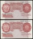 London Coins : A193 : Lot 44 : Ten Shillings O'Brien B271, 1955 (2) prefixes C32Y and S23Y AU-Unc