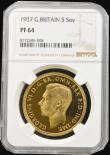 London Coins : A194 : Lot 1181 : Five Pounds 1937 Gold Proof S.4074 and graded PF64 by NGC