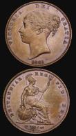 London Coins : A194 : Lot 1432 : Penny 1841 Peck 1484 No Colon after REG EF and 1854 Ornamental Trident, Peck 1507 Unc with traces of...