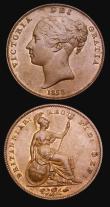 London Coins : A194 : Lot 1440 : Penny 1858 (2) with and without WW Peck 1517 AU with some heavy contact marks reverse field and 1518...